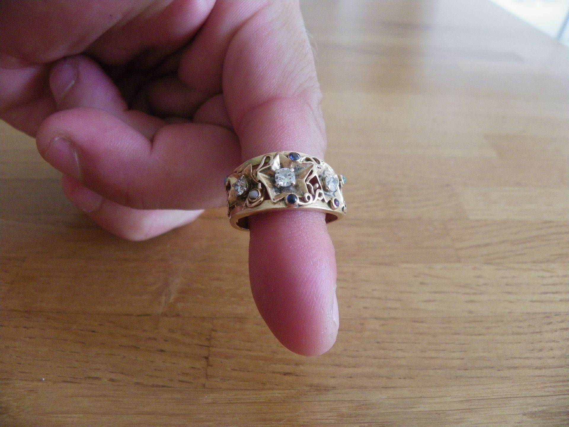 BAGUE ANCIENNE OR 18 CARATS DIAMANTS SAPHIRS ET