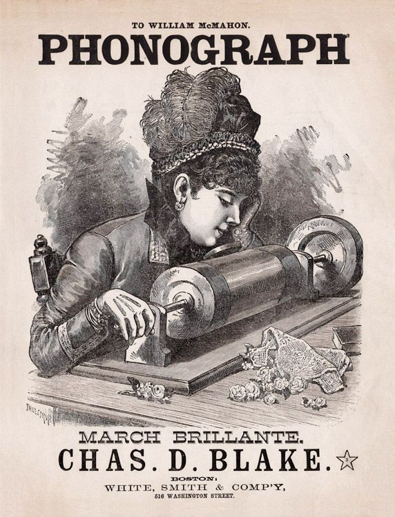 PHONOGRAPHE carte publicitaire illustrée Corona machine parlante PARIS
