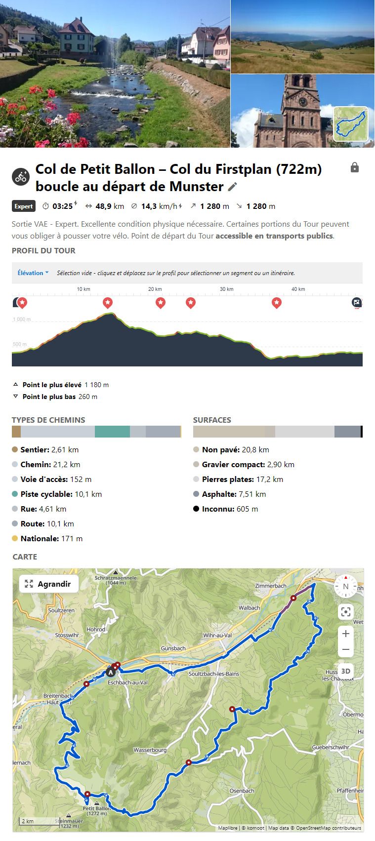 Col de Petit Ballon – Col du Firstplan (722m) boucle au départ de Munster