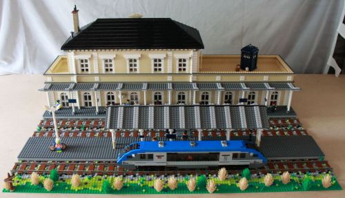 city ville gare train modular moc lot de 2 lampadaires Lego noir à led 