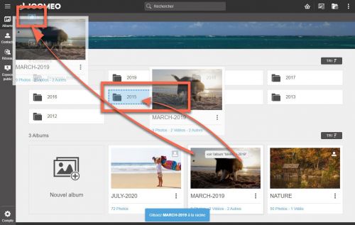 Glisser/déposer d'un album